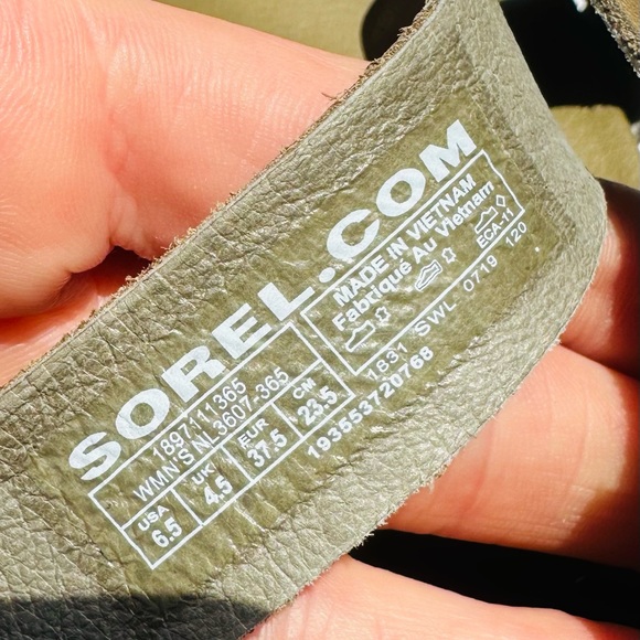 🎉Like New🎉 Sorel Leather Roaming sandals Sage Size 6.5 Camo Bottoms - Picture 7 of 12